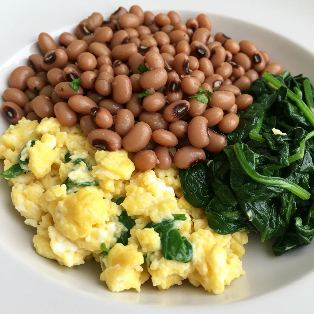 Fazuľa s vajíčkami a špenátom